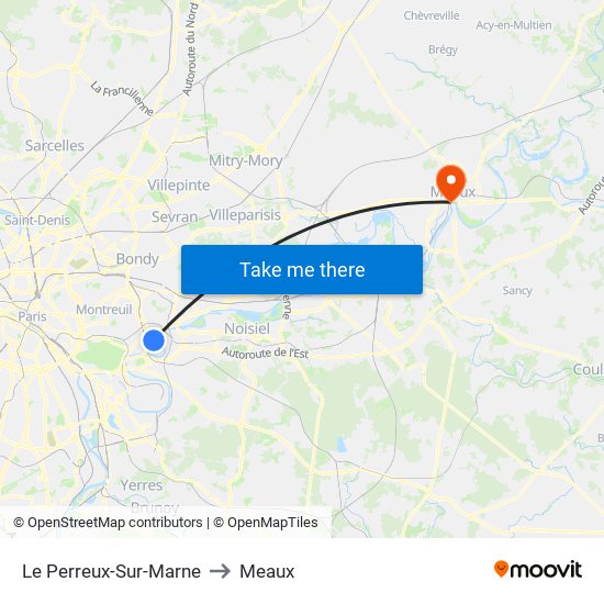 Le Perreux-Sur-Marne to Meaux map