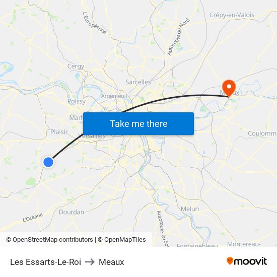 Les Essarts-Le-Roi to Meaux map