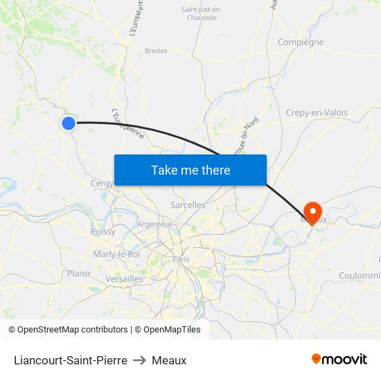 Liancourt-Saint-Pierre to Meaux map