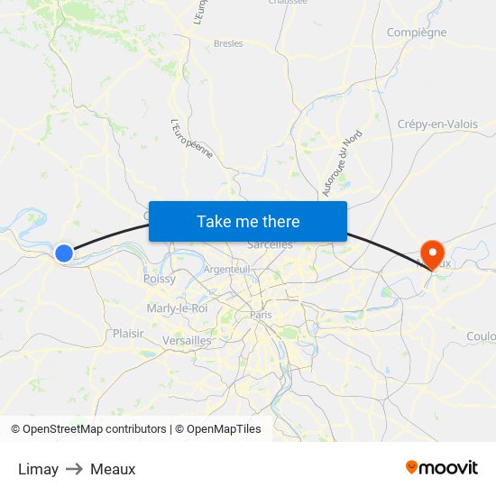 Limay to Meaux map