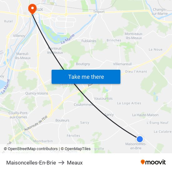 Maisoncelles-En-Brie to Meaux map