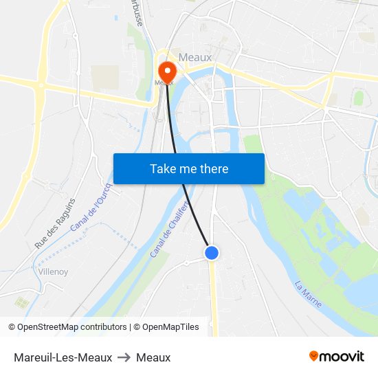 Mareuil-Les-Meaux to Meaux map