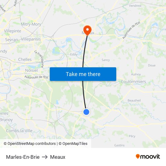 Marles-En-Brie to Meaux map