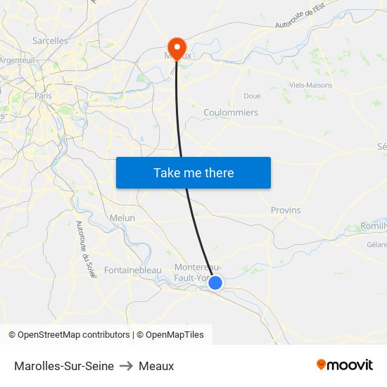 Marolles-Sur-Seine to Meaux map