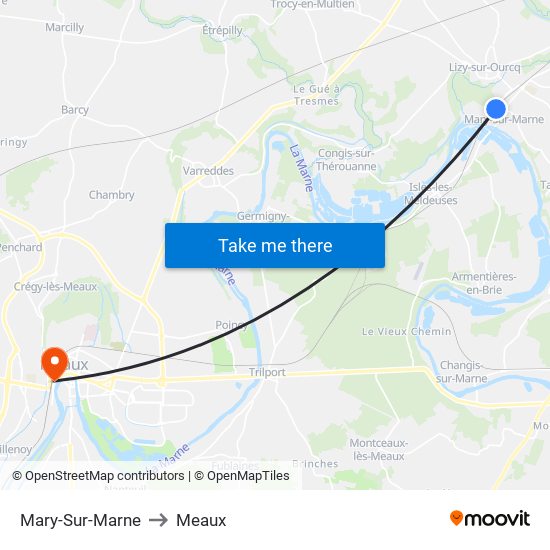 Mary-Sur-Marne to Meaux map