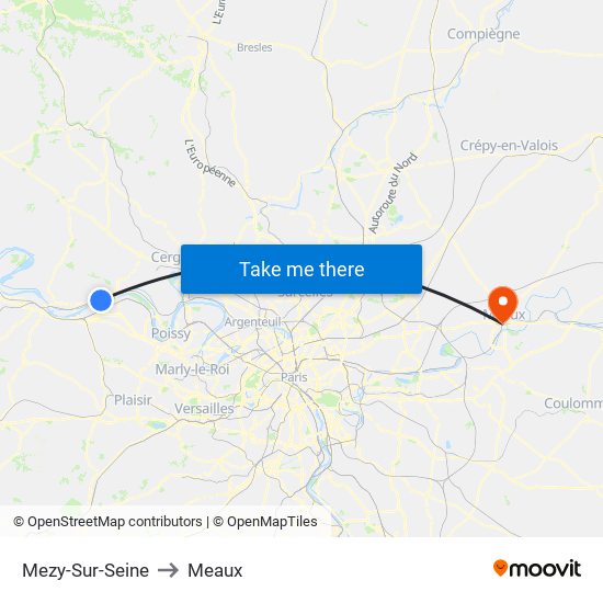 Mezy-Sur-Seine to Meaux map