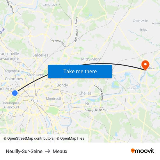 Neuilly-Sur-Seine to Meaux map