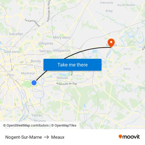 Nogent-Sur-Marne to Meaux map