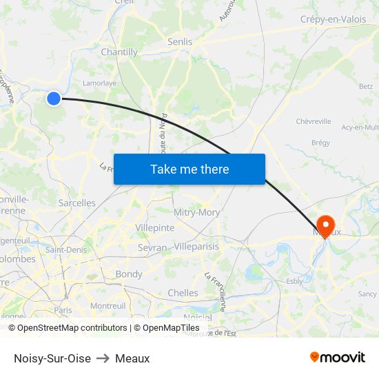 Noisy-Sur-Oise to Meaux map