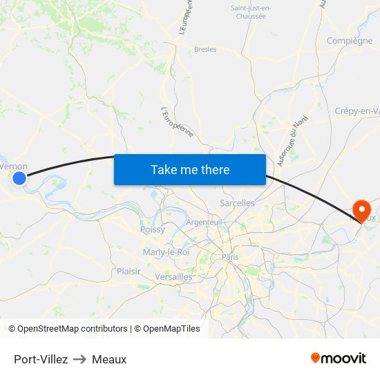 Port-Villez to Meaux map