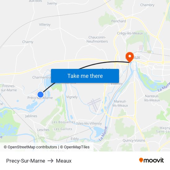 Precy-Sur-Marne to Meaux map