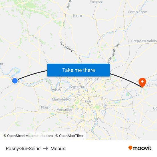 Rosny-Sur-Seine to Meaux map