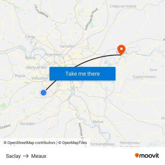 Saclay to Meaux map