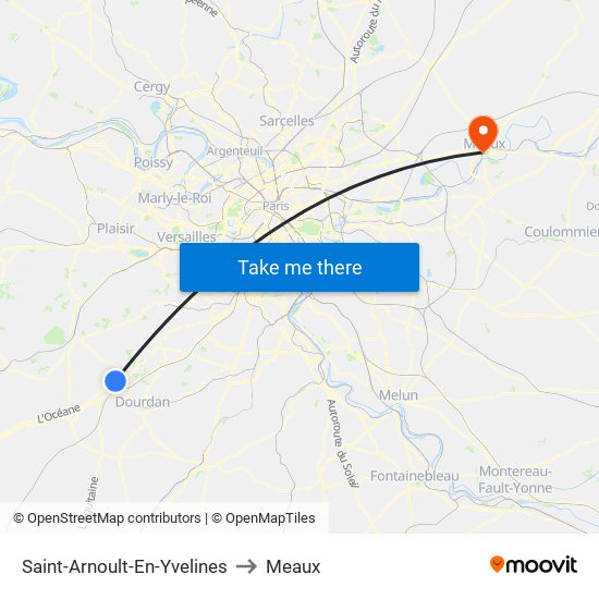 Saint-Arnoult-En-Yvelines to Meaux map