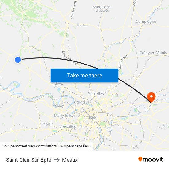 Saint-Clair-Sur-Epte to Meaux map