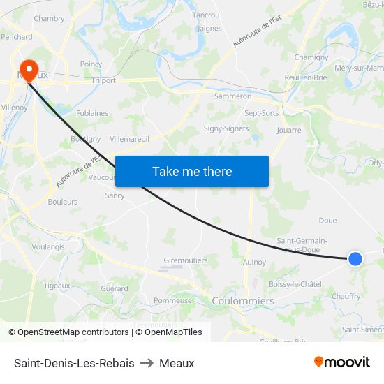 Saint-Denis-Les-Rebais to Meaux map