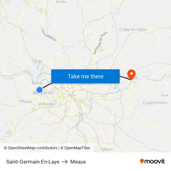 Saint-Germain-En-Laye to Meaux map