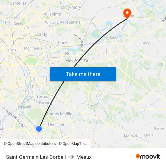 Saint-Germain-Les-Corbeil to Meaux map