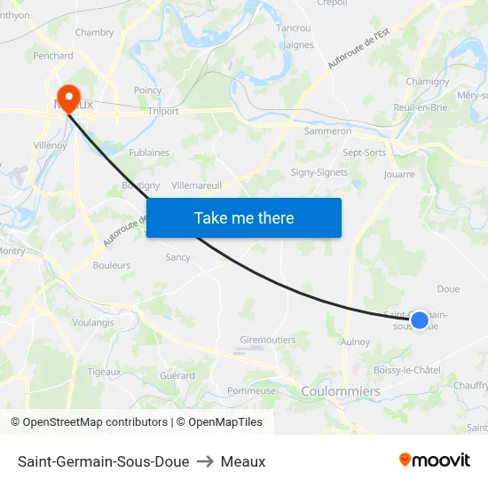 Saint-Germain-Sous-Doue to Meaux map