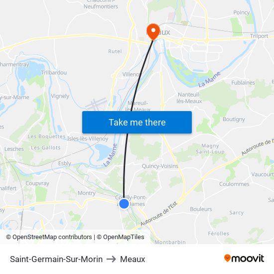 Saint-Germain-Sur-Morin to Meaux map