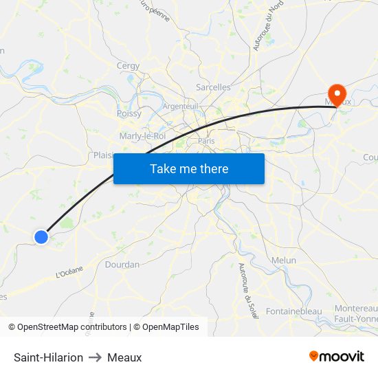 Saint-Hilarion to Meaux map