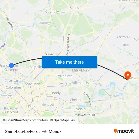 Saint-Leu-La-Foret to Meaux map