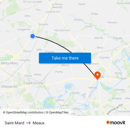 Saint-Mard to Meaux map