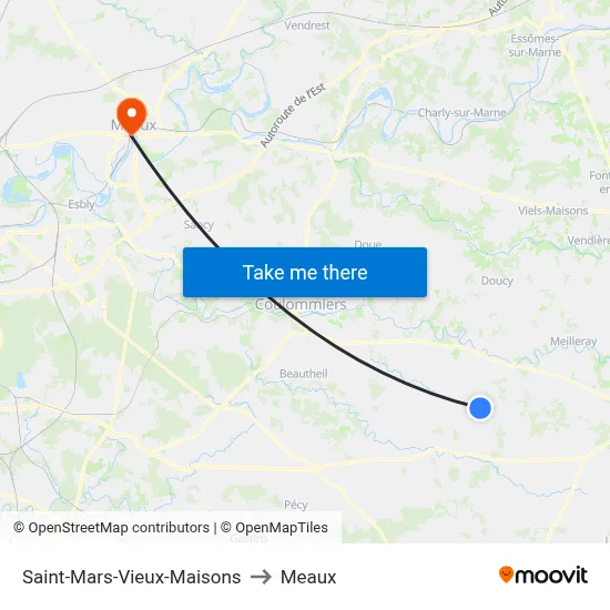 Saint-Mars-Vieux-Maisons to Meaux map