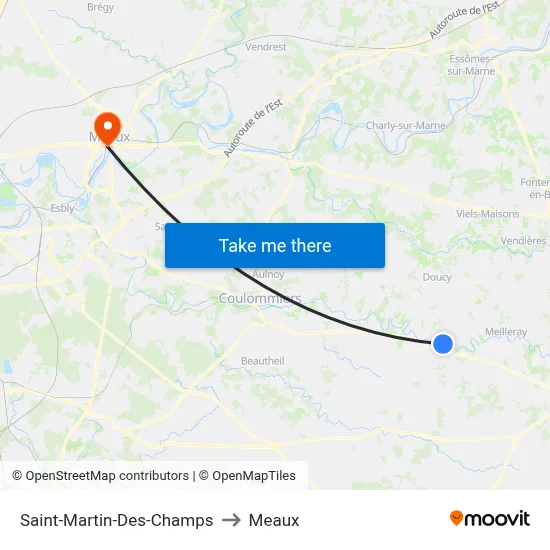 Saint-Martin-Des-Champs to Meaux map