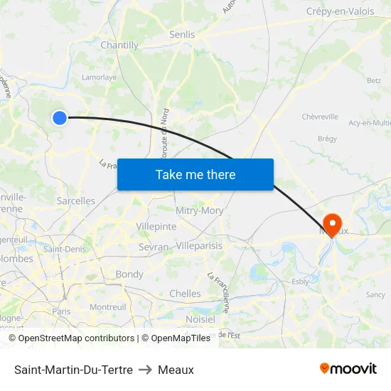 Saint-Martin-Du-Tertre to Meaux map