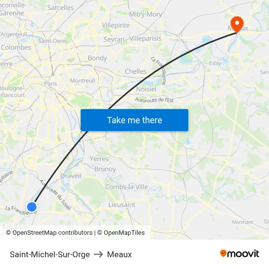 Saint-Michel-Sur-Orge to Meaux map