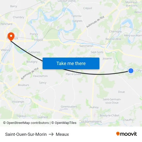 Saint-Ouen-Sur-Morin to Meaux map