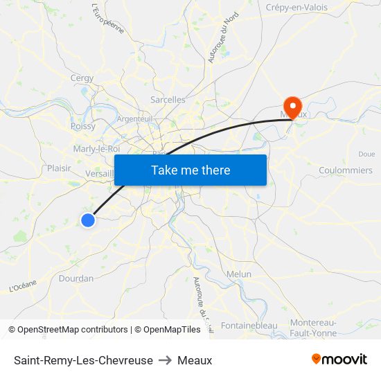 Saint-Remy-Les-Chevreuse to Meaux map