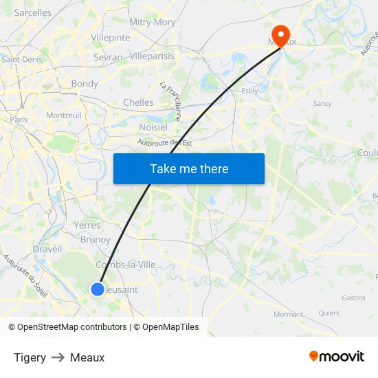 Tigery to Meaux map