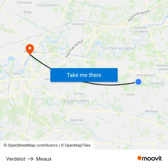 Verdelot to Meaux map