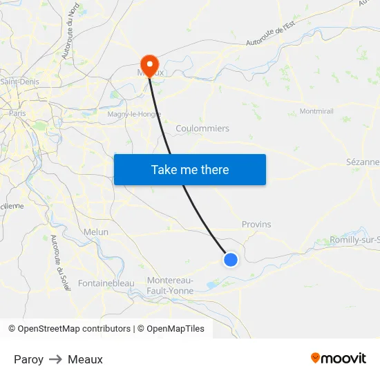 Paroy to Meaux map