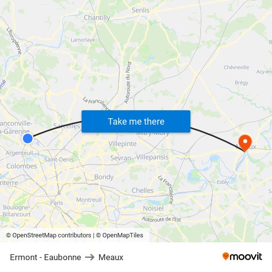 Ermont - Eaubonne to Meaux map