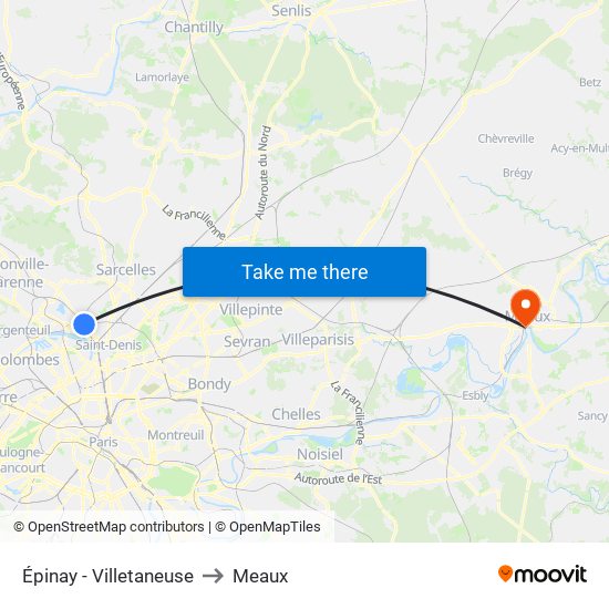 Épinay - Villetaneuse to Meaux map