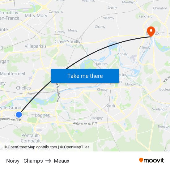 Noisy - Champs to Meaux map