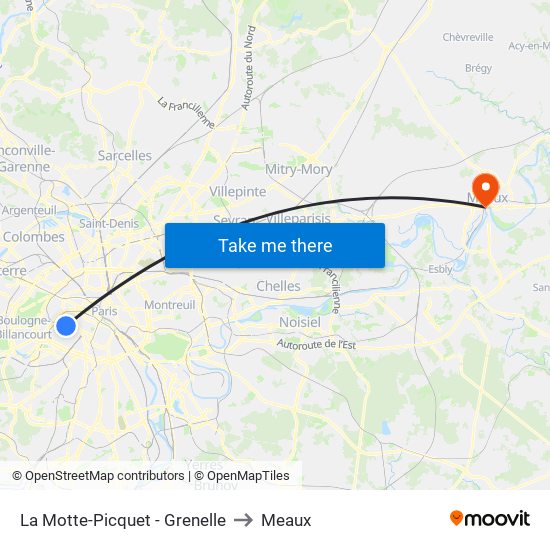 La Motte-Picquet - Grenelle to Meaux map