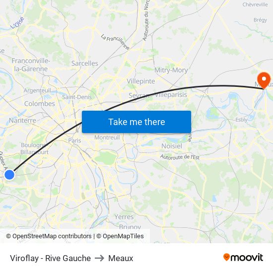 Viroflay - Rive Gauche to Meaux map