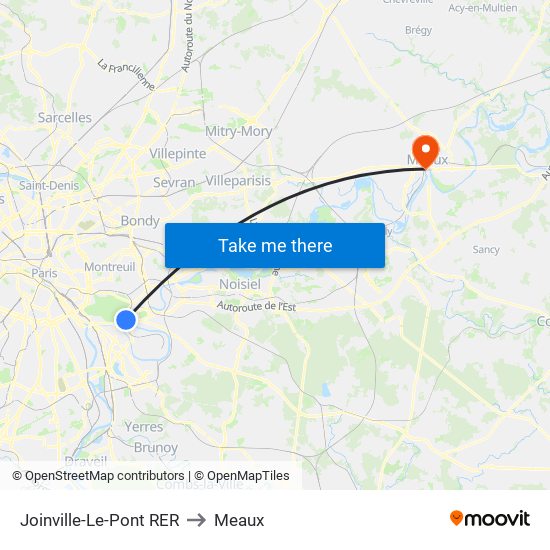Joinville-Le-Pont RER to Meaux map