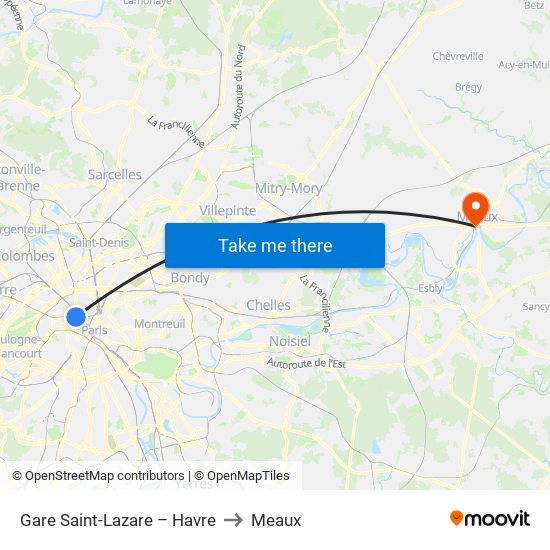 Gare Saint-Lazare – Havre to Meaux map