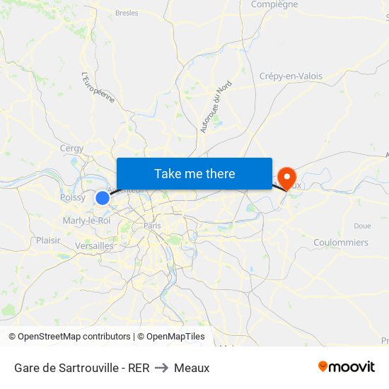 Gare de Sartrouville - RER to Meaux map