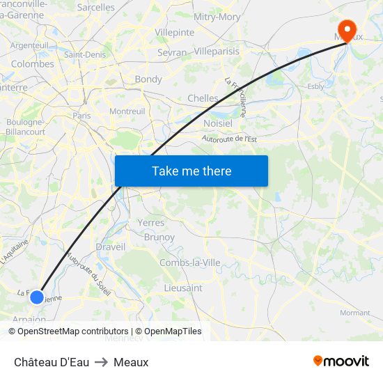 Château D'Eau to Meaux map