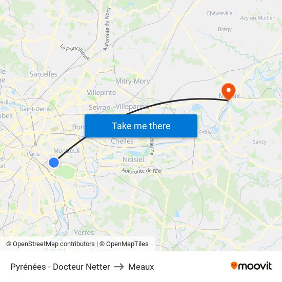 Pyrénées - Docteur Netter to Meaux map