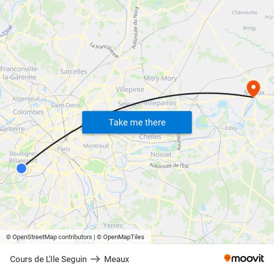 Cours de L'Ile Seguin to Meaux map