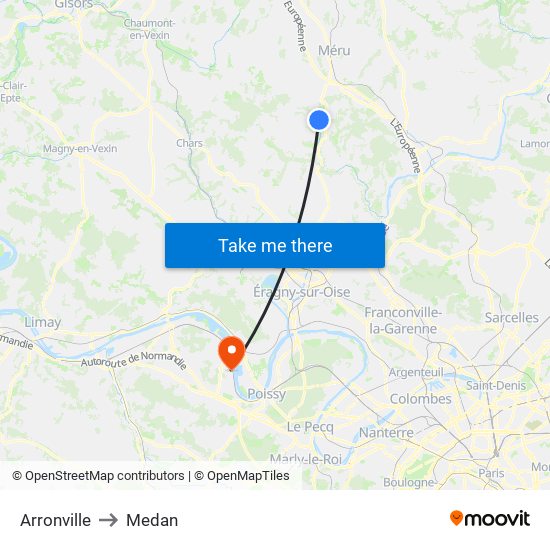 Arronville to Medan map