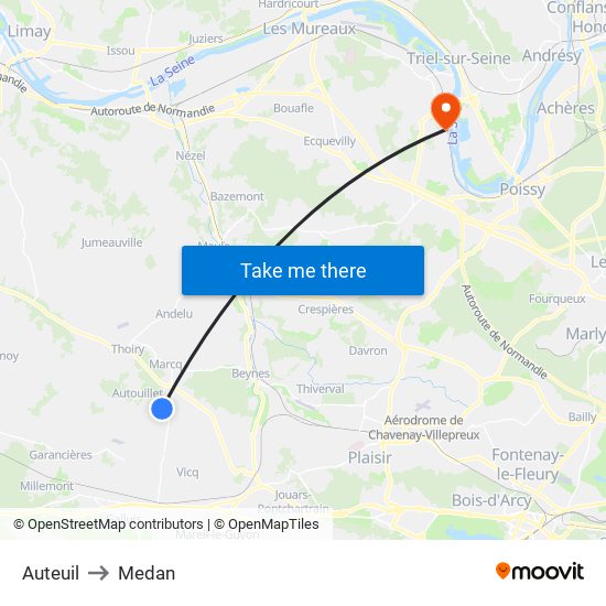 Auteuil to Medan map