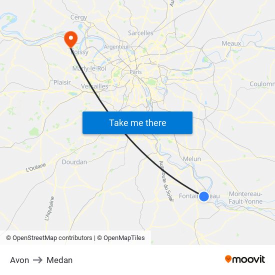 Avon to Medan map